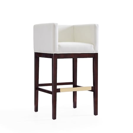 Manhattan Comfort Kingsley Barstool in Ivory and Dark Walnut BS012-IV